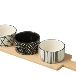 Service A Tapas 3 Sets+Plateau Bambou Boite Noir/Blanc