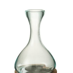 Vase Bouteille Gamal Bois/Verre Naturel/Transparent Small