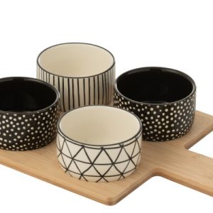 Service A Tapas 4 Sets+Plateau Bambou Boite Noir/Blanc