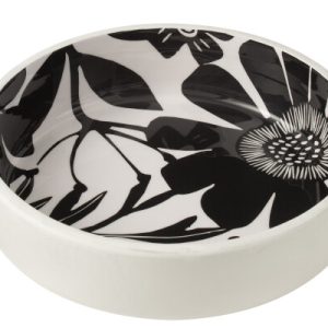 Saladier Motif Floral Bois De Manguier Noir/Blanc