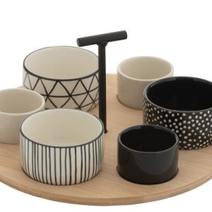 Service A Tapas 6 Sets+Plateau Bambou Boite Noir/Blanc
