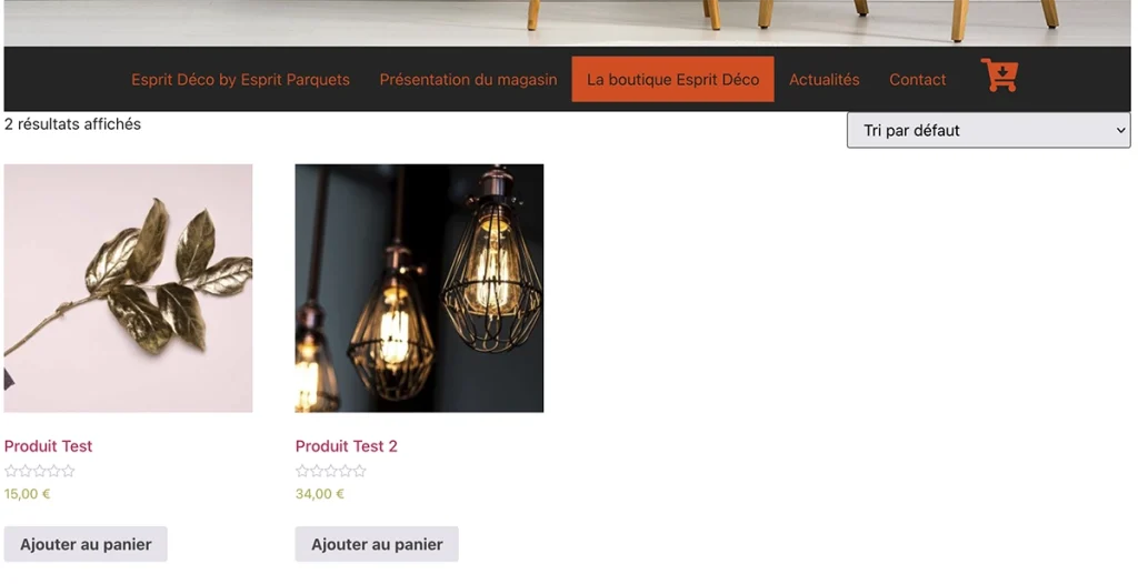 Site web E-commerce Esprit Déco Estaires Nord