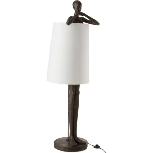 Lampe homme résine marron et blanc par Esprit Déco - Magasin décoration à Estaires - 1