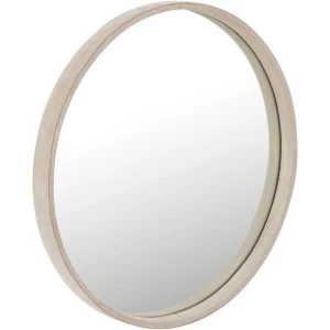 Miroir rond cuir beige large par Esprit Déco - Magasin décoration à Estaires - 1