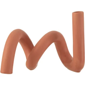Bougeoir tordu 1 bougie en céramique et couleur terracotta par Esprit Déco - Magasin décoration à Estaires - 1