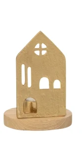 Bougeoir maison aluminium bois doré par Esprit Déco - Magasin décoration à Estaires - 2