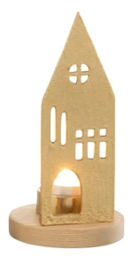 Bougeoir maison aluminium bois doré par Esprit Déco - Magasin décoration à Estaires - 4