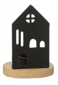 Bougeoir maison aluminium bois noir par Esprit Déco - Magasin décoration à Estaires - 2