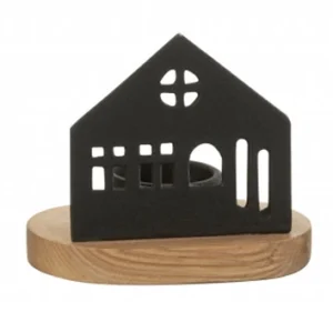 Bougeoir maison aluminium bois noir par Esprit Déco - Magasin décoration à Estaires - 3