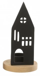 Bougeoir maison aluminium bois noir par Esprit Déco - Magasin décoration à Estaires - 4