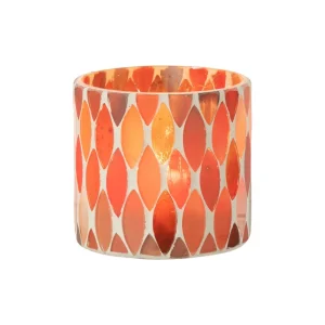 Photophore mosaïque feuille Medium couleur terracotta par Esprit Déco - Magasin décoration à Estaires - 1