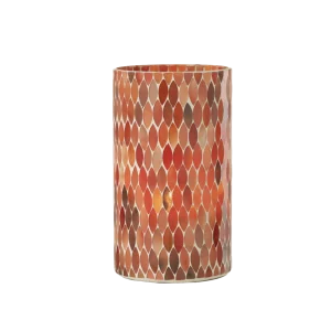 Photophore mosaïque feuille large couleur terracotta par Esprit Déco - Magasin décoration à Estaires - 1