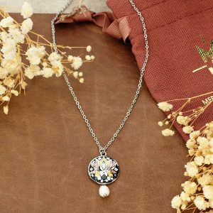 Collier acier et nacre