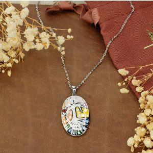 Collier acier et nacre