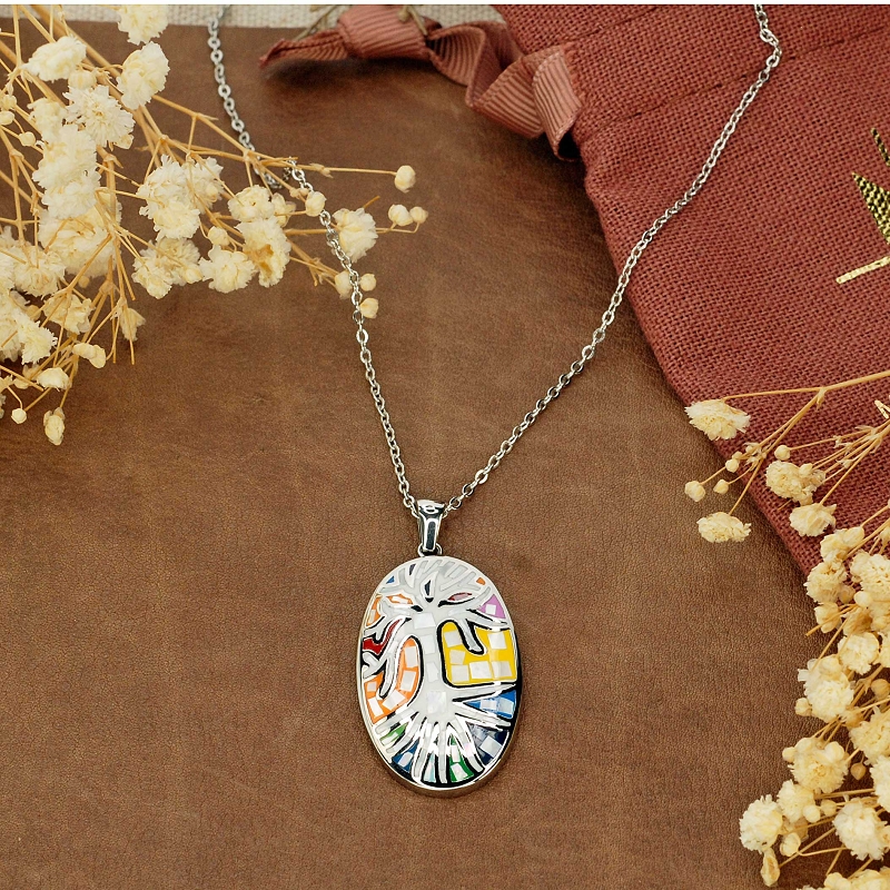 Collier acier et nacre