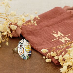 Bague acier et nacre