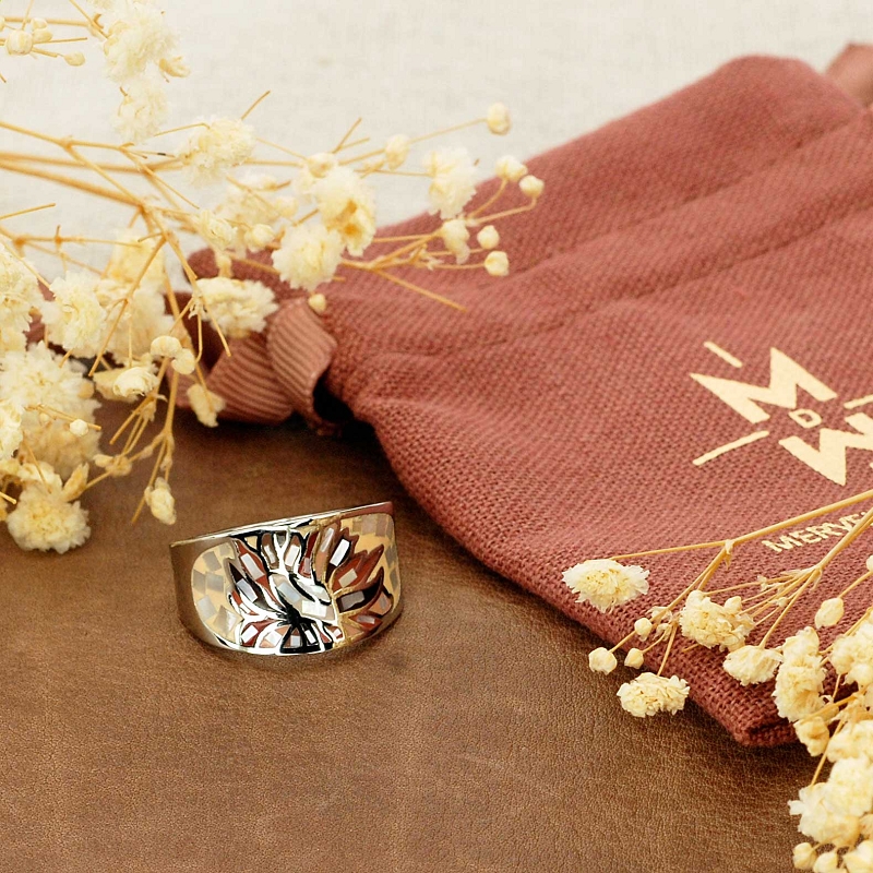 Bague acier et nacre