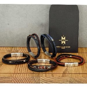 Bracelets homme en acier et pierres naturelles