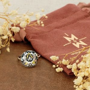 Bague acier et nacre
