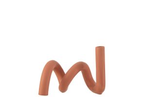 Bougeoir Tordu 1 Bougie Ceramique Orange