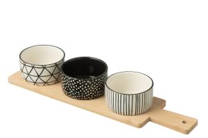 Service A Tapas 3 Sets+Plateau Bambou Boite Noir/Blanc