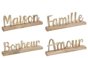Mots Sur Pied Aluminium/Bois Or