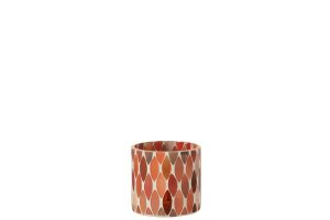 Photophore Mosaic Feuille Verre Rouge/Orange Small