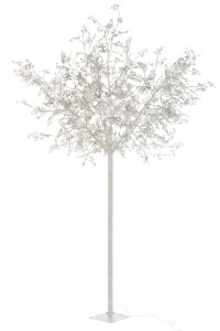 Arbre Feuilles Paillettes + Led Metal Argent Extra Large