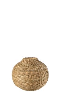 Vase Court Decoratif Zostere/Bambou Naturel
