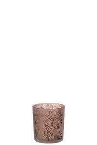 Photophore Happy Faces Verre Terracotta Small