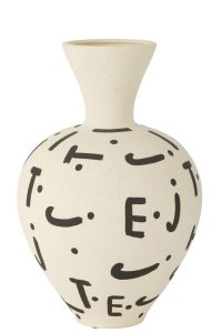 Vase Kira Globe Gres Blanc/Noir