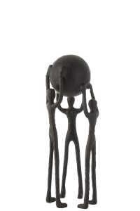 Figurine 3 Personnages Portant Une Balle Alluminium Noir