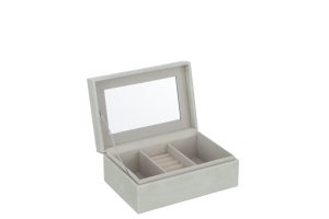 Boite A Bijoux 3 Compartiments+Miroir Simili Cuir Gris