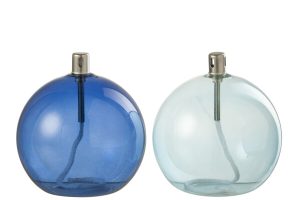 Lampe A Huile Verre Bleu Large